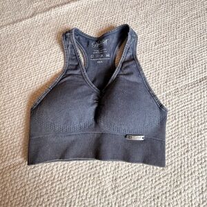 Bombshell Sportswear Charcoal Gray Seamless Racerback Sports Bra